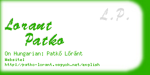 lorant patko business card